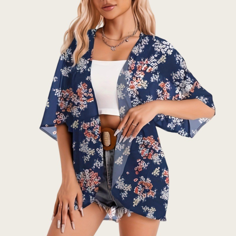 Kimono Sheer Floral - 2025 여성 수영복 기모노 가디건 시스루