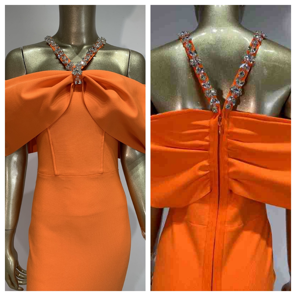 Maxi Dress Halter - 여성 유럽풍 미국풍 라인스톤 홀터 오프숄더