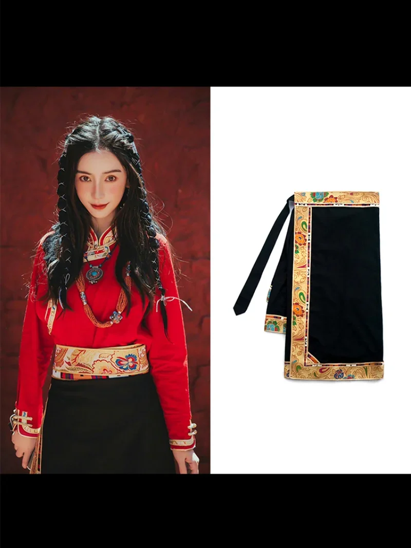 Linen Dress Wrap - 여성용 티베트 원피스 랩 스커트, 빈티지