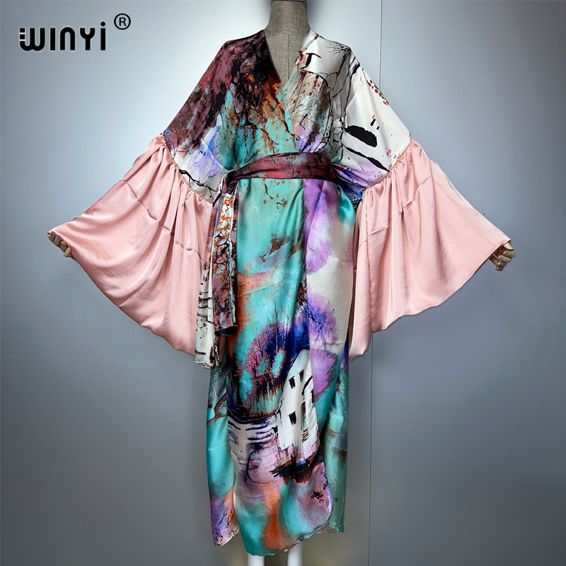Cover Up Kaftan - WINYI 여름 기모노 파티 드레스 비치웨어