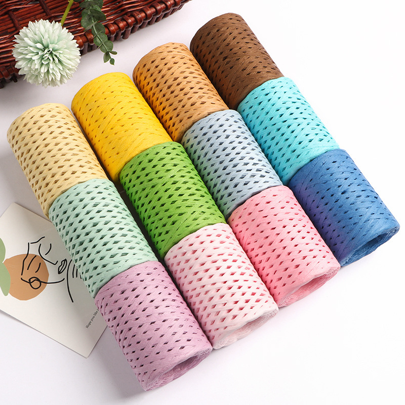 Crochet Bag Raffia - 150M 자연 라피아 짚 원사 뜨개질