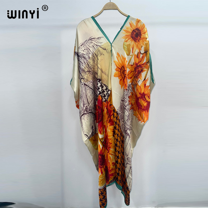 Cover Up Kaftan - WINYI 보헤미안 패션 프린트 여성용 비치