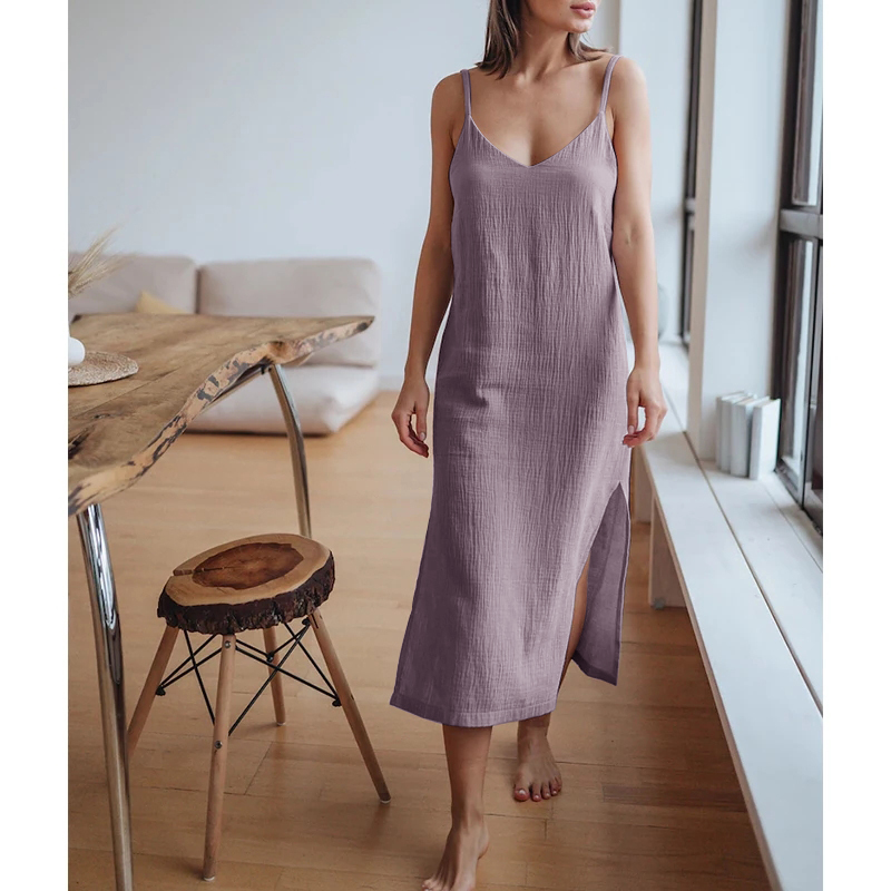 Linen Dress Wrap - 모슬린 100% 코튼 거즈 여성용 드레스,