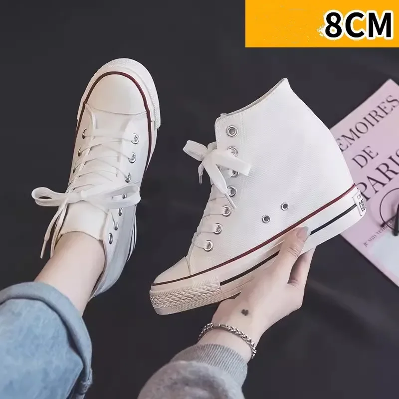 Wedge Espadrille Women - 여성용 8cm 플랫폼 캔버스 슈즈, 히든
