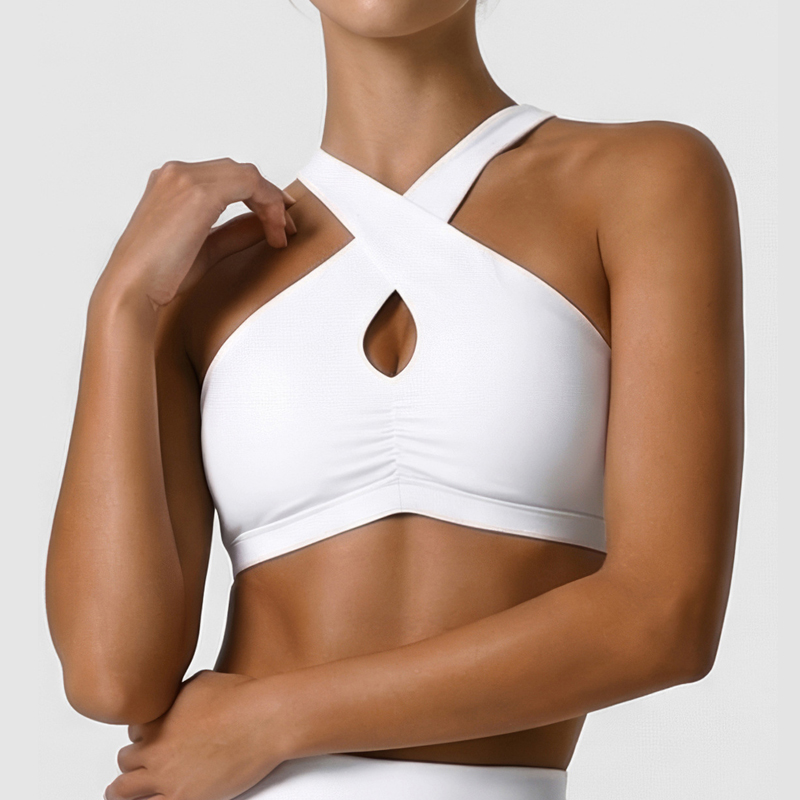 Crop Top Crochet - 여성 소프트 스포츠 속옷 솔리드 컬러