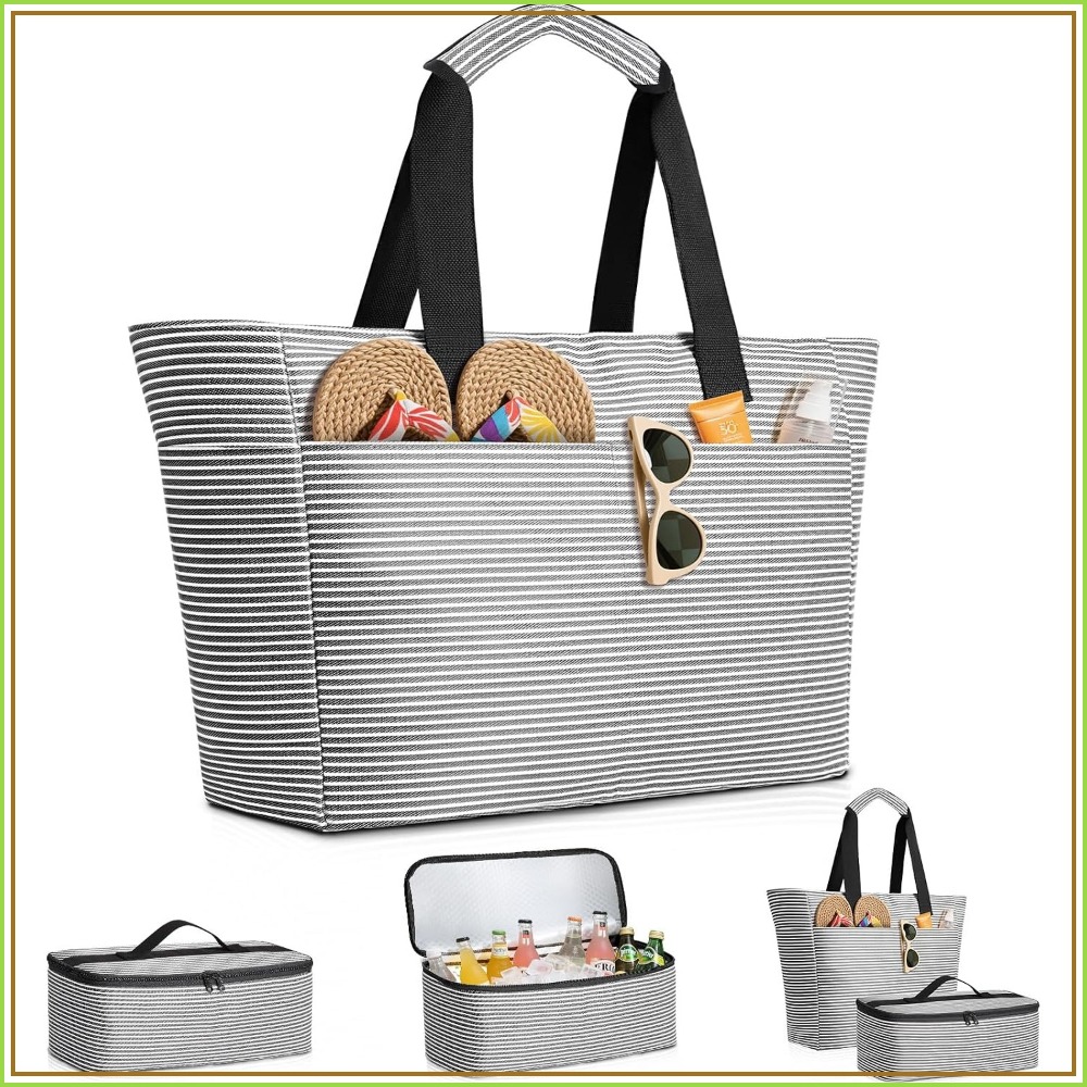 Tote Bag Beach - 45L 방수 비치백 및 쿨러 세트,