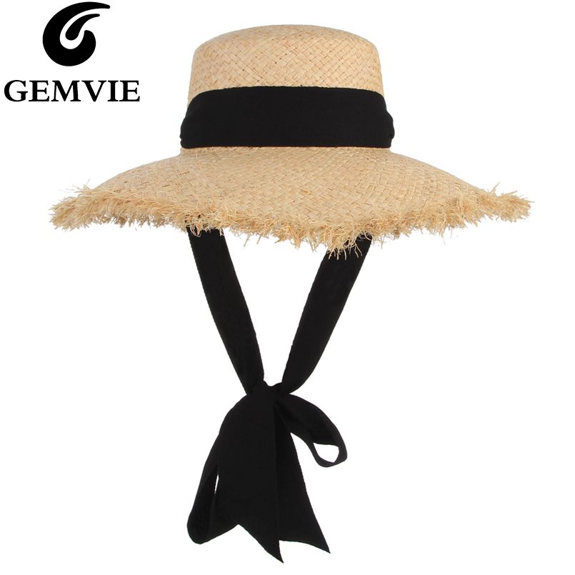 Hat Floppy Wide - GEMVIE-핸드메이드 직조 라피아 밀짚 모자, 와이드