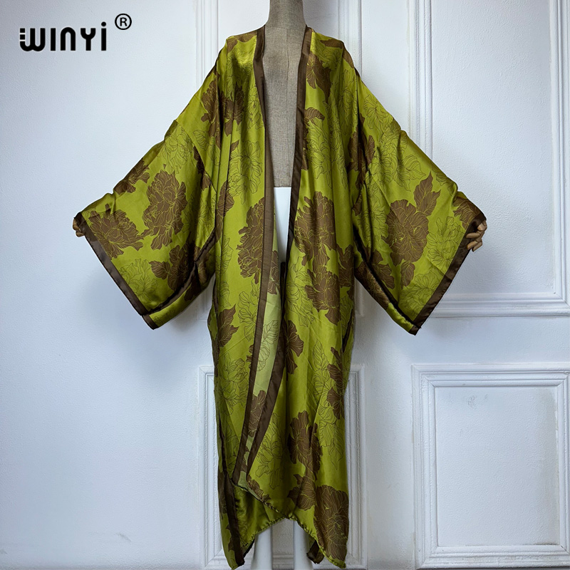 Cover Up Kaftan - WINYI 아프리카 보호 프린트 기모노 롱