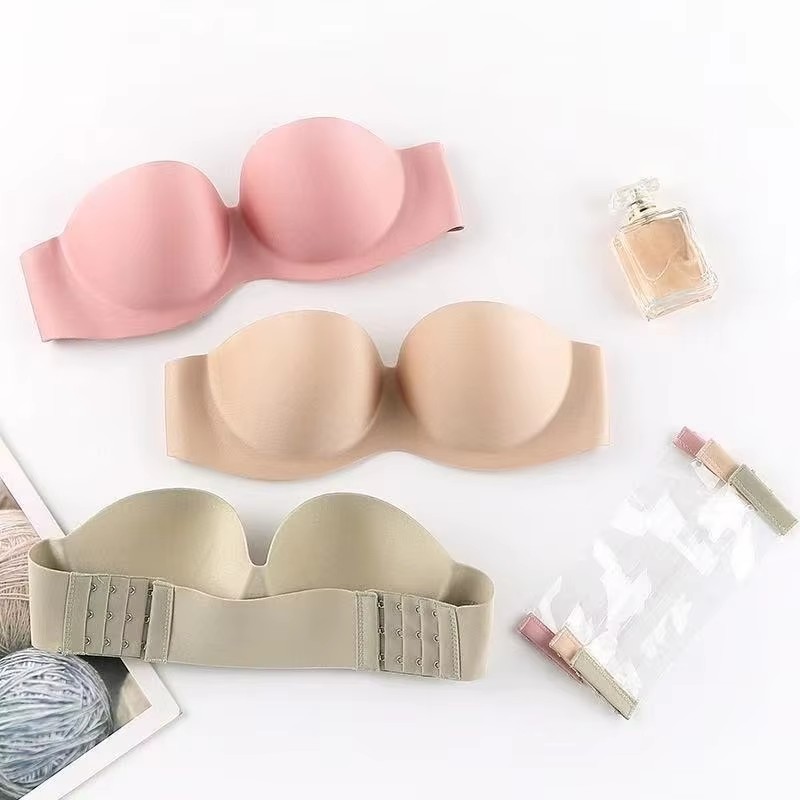 Bralette Triangle Set - 여성용 섹시 스트랩리스 푸쉬업 패드 브라