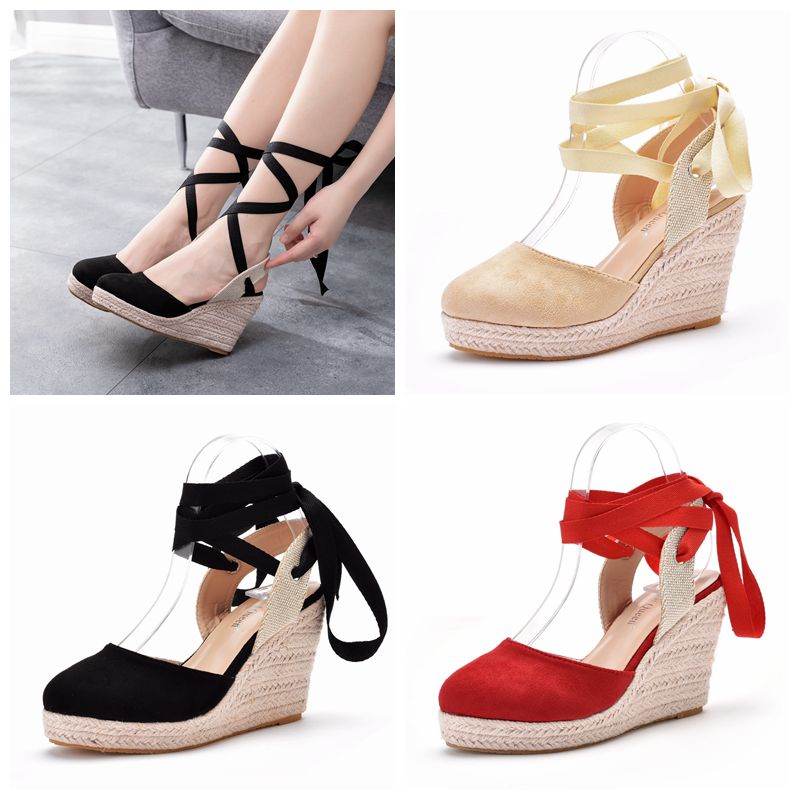 Wedge Espadrille Women - 여성용 에스파드리유 플랫폼 웨지 샌들, 앞이