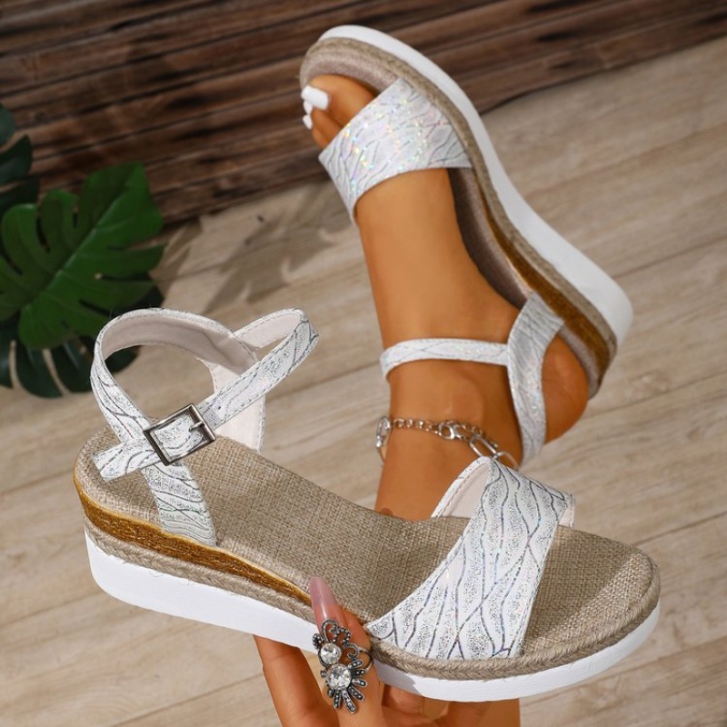 Wedge Espadrille Women - 여성용 웨지 샌들 화이트 플랫폼 힐