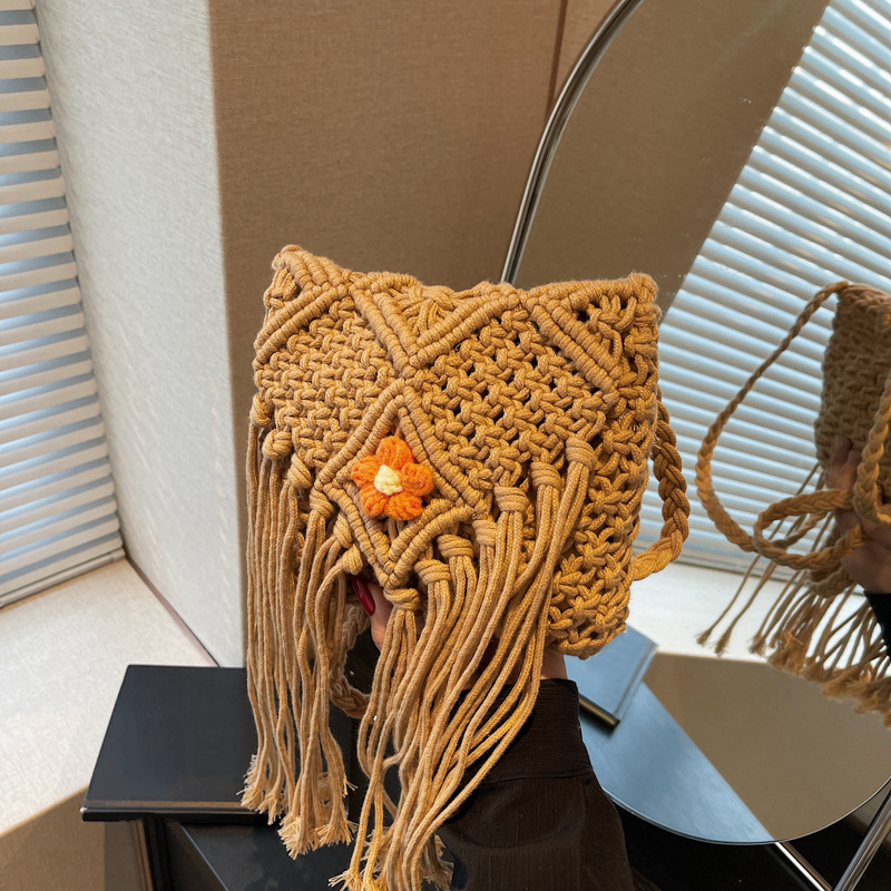 여성을위한 여름 가방 수제 술 비치 가방 짠 핸드백 휴 - Crochet Bag Raffia 리뷰 및 가격