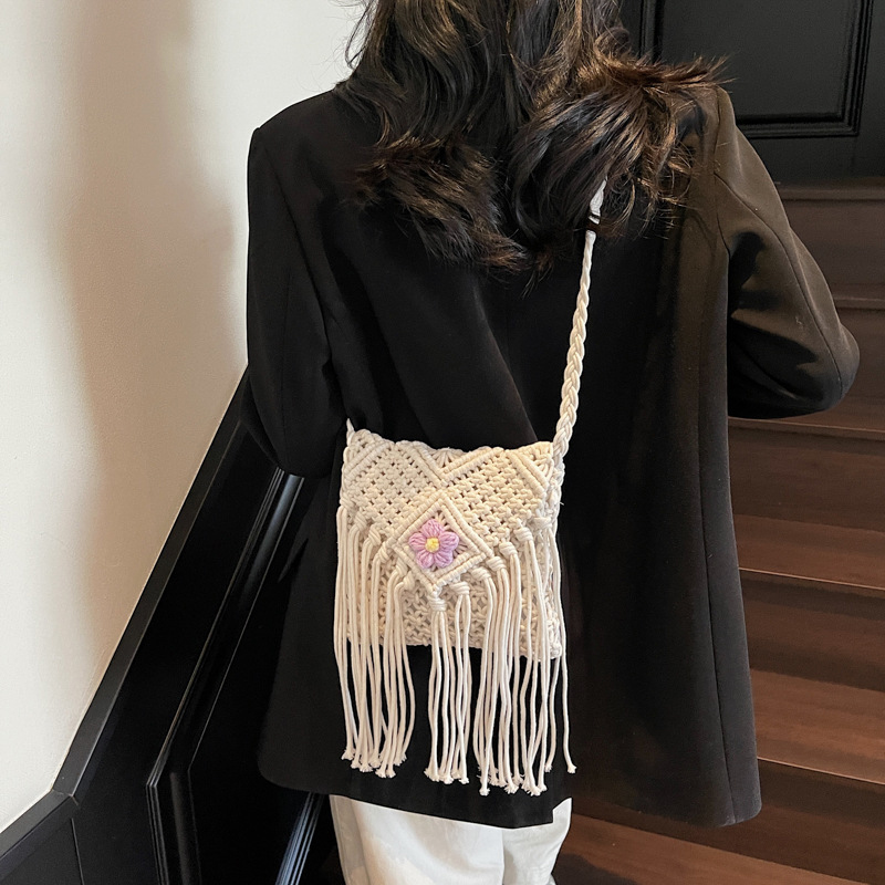 여성을위한 여름 가방 수제 술 비치 가방 짠 핸드백 휴 - Crochet Bag Raffia 리뷰 및 가격