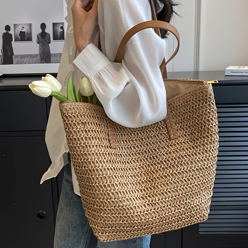 여행용 지퍼가 달린 패셔너블하고 다재다능한 여성용 직조 - Crochet Bag Raffia 리뷰 및 가격