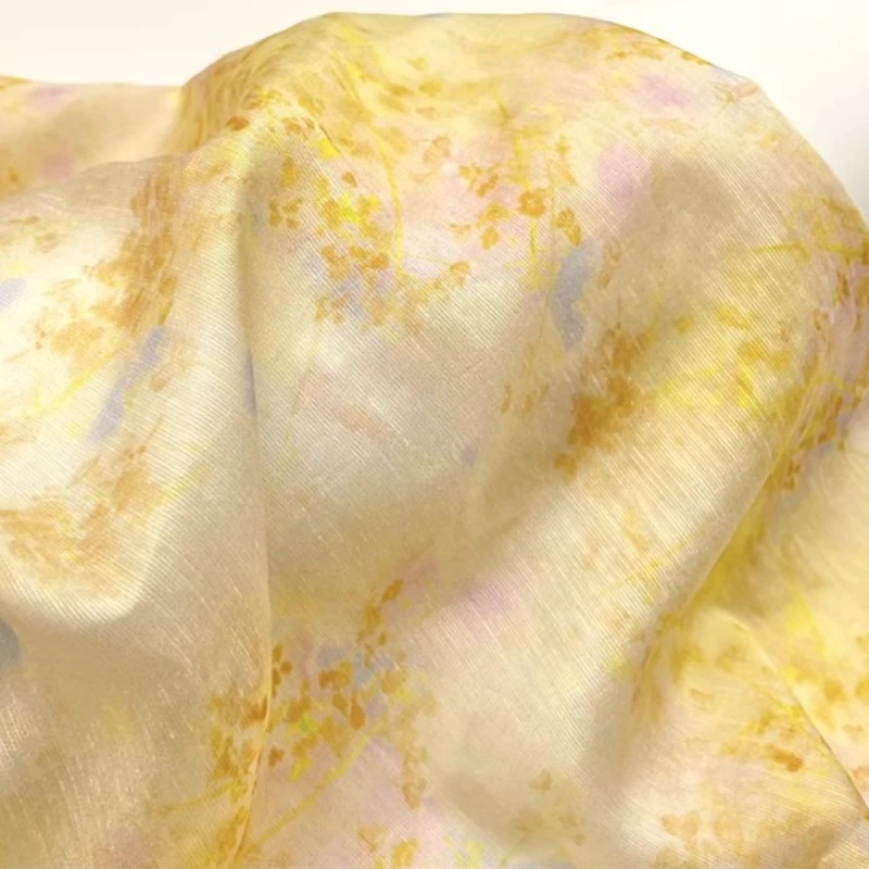 생강 일본풍 플로럴 그라데이션 프린트 실크 라미 원단  - Kimono Sheer Floral 리뷰 및 가격
