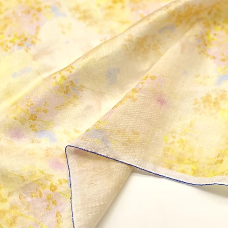 생강 일본풍 플로럴 그라데이션 프린트 실크 라미 원단  - Kimono Sheer Floral 리뷰 및 가격