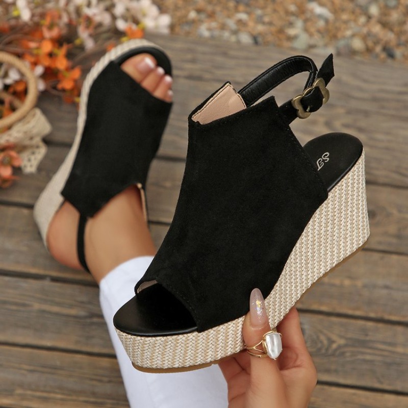 여성 샌들 여름 웨지 플랫폼 스웨이드 오픈 토 버클 발 - Wedge Espadrille Women 리뷰 및 가격