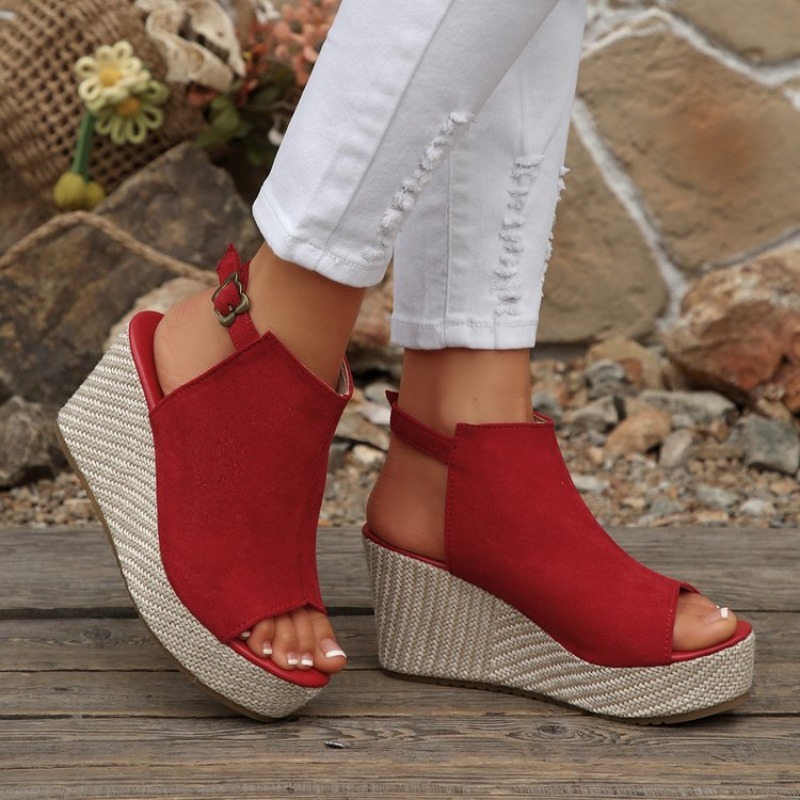 여성 샌들 여름 웨지 플랫폼 스웨이드 오픈 토 버클 발 - Wedge Espadrille Women 리뷰 및 가격