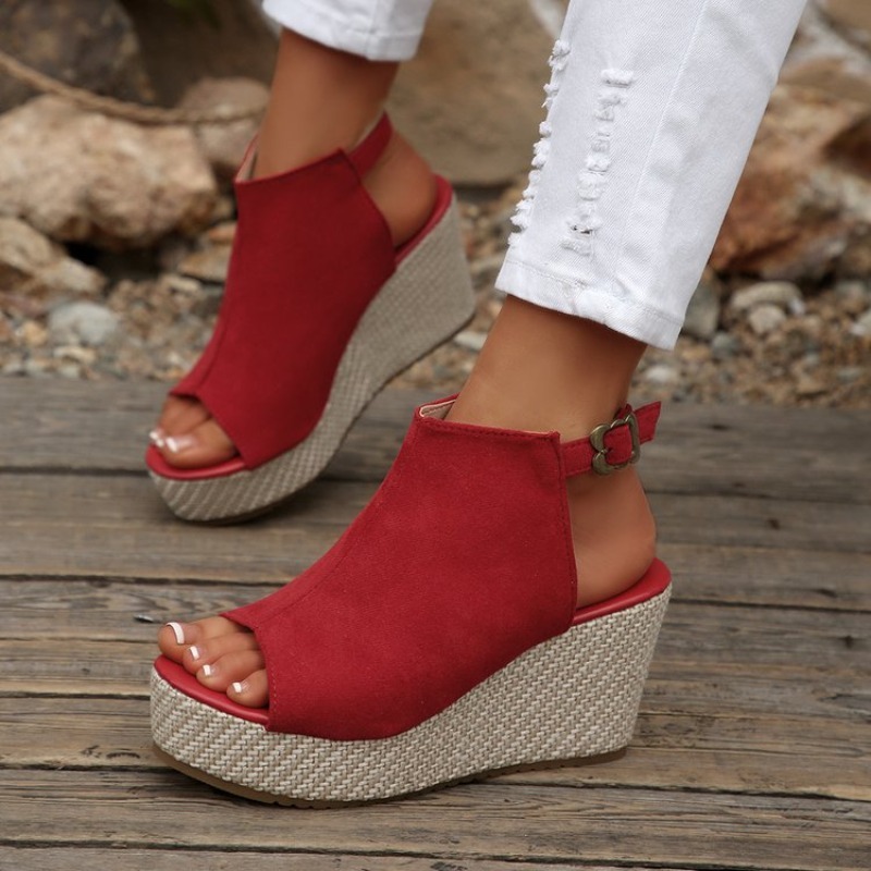 여성 샌들 여름 웨지 플랫폼 스웨이드 오픈 토 버클 발 - Wedge Espadrille Women 리뷰 및 가격