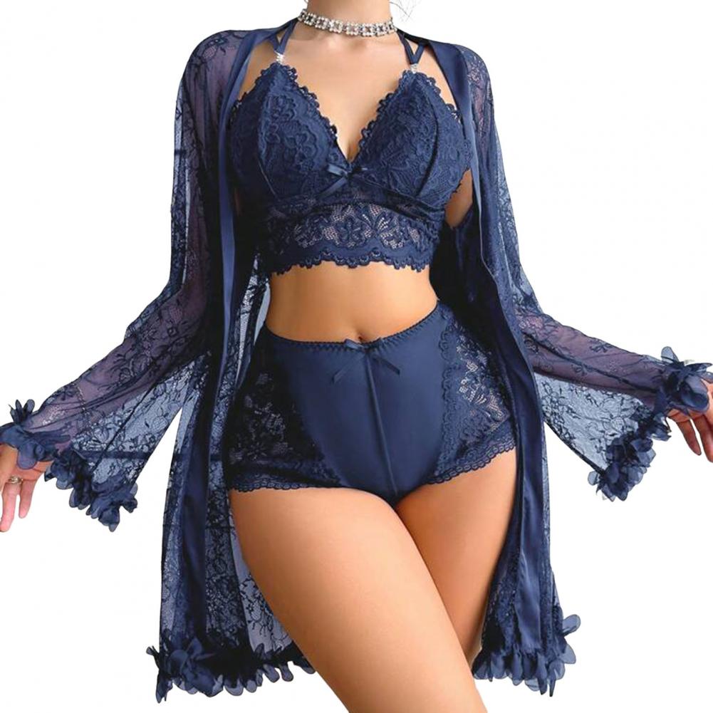 섹시한 잠옷 세트 꽃무늬 레이스 수면 가운 섹시한 시스 - Kimono Sheer Floral 리뷰 및 가격
