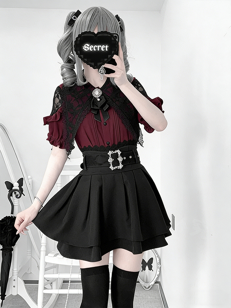고딕 스타일 어깨 노출 셔츠와 하이웨이스트 미니스커트  - Blouse Off Shoulder 리뷰 및 가격