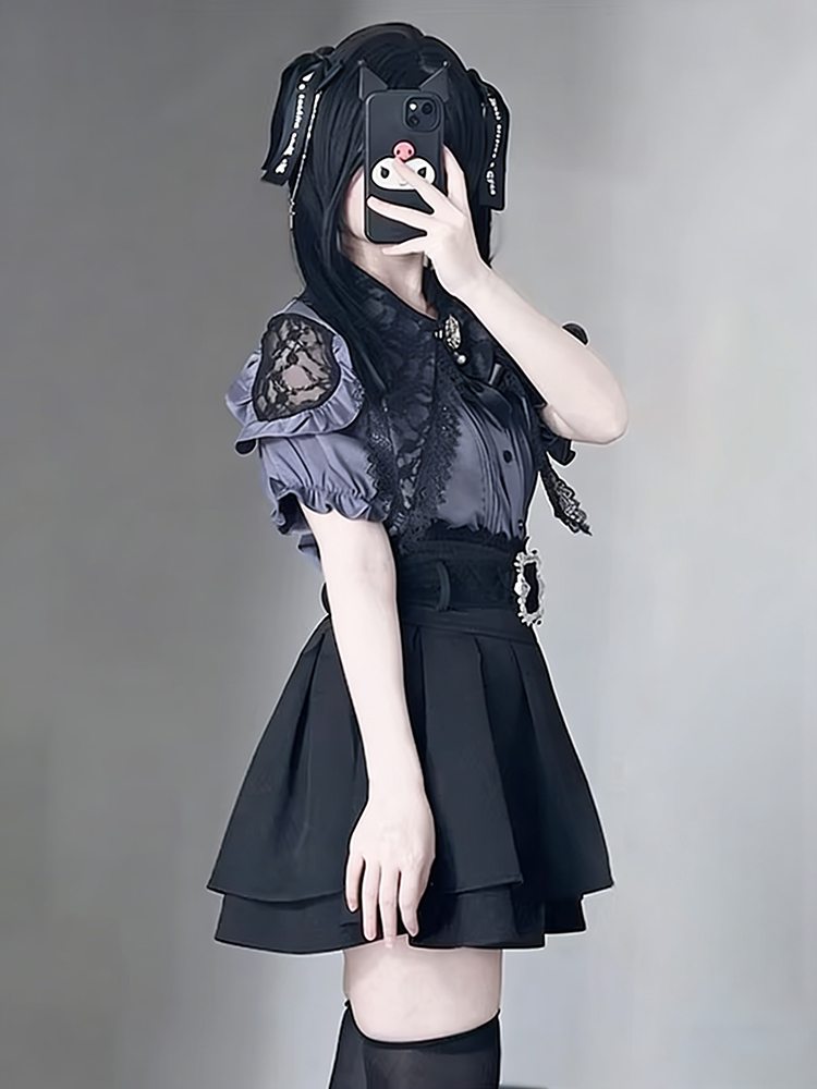 고딕 스타일 어깨 노출 셔츠와 하이웨이스트 미니스커트  - Blouse Off Shoulder 리뷰 및 가격