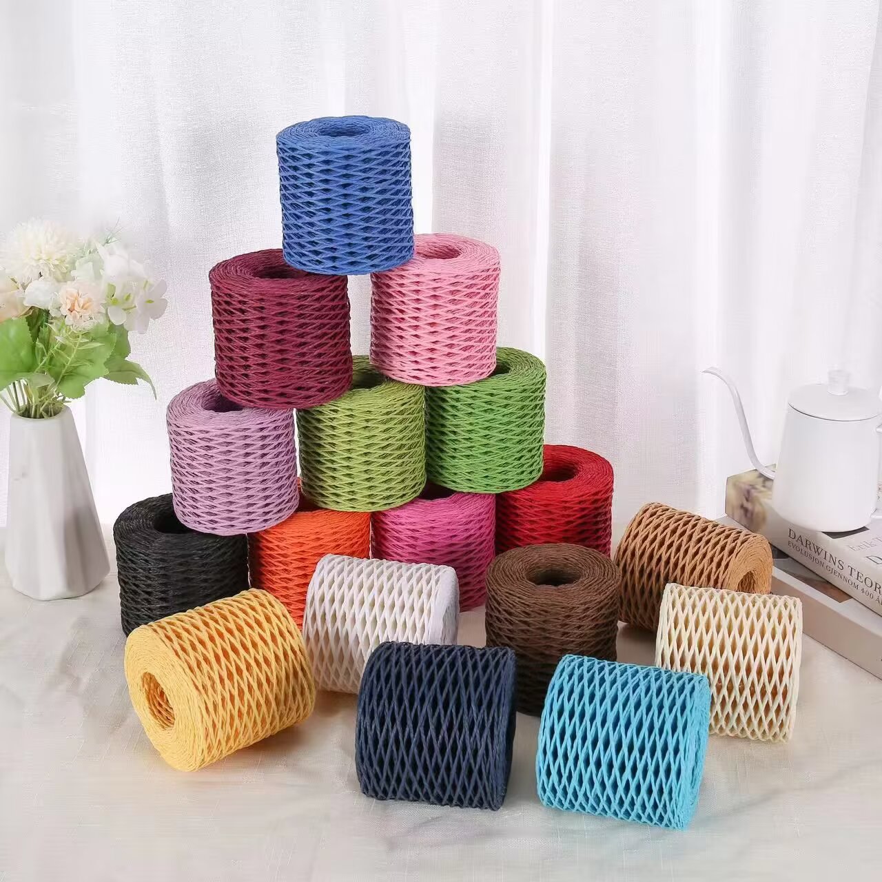 190g 라피아 원사, 대나무 섬유로 만든 밀짚 종이  - Crochet Bag Raffia 리뷰 및 가격