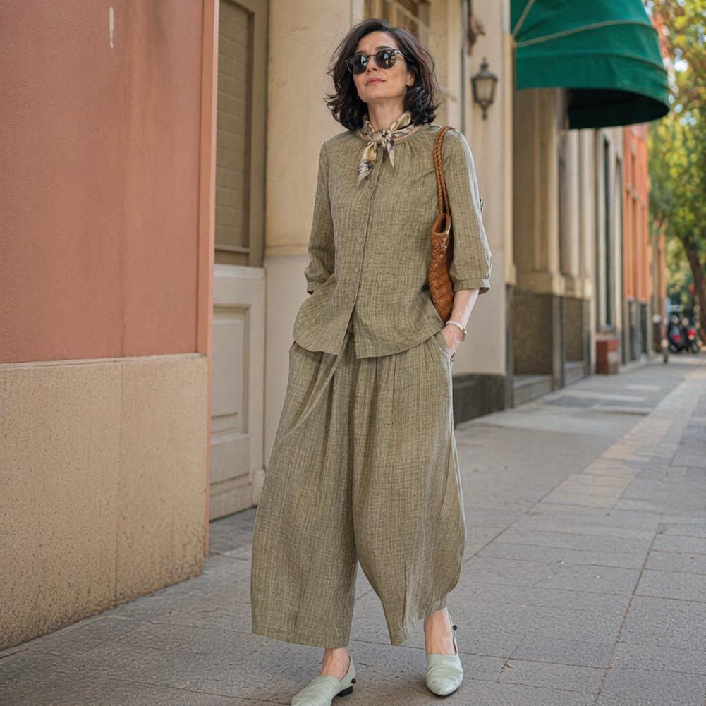 2026 플러스 사이즈 캐주얼 수트 여성용 2피스 면마 - Linen Pant Wide 리뷰 및 가격