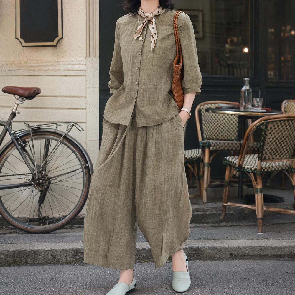 2026 플러스 사이즈 캐주얼 수트 여성용 2피스 면마 - Linen Pant Wide 리뷰 및 가격