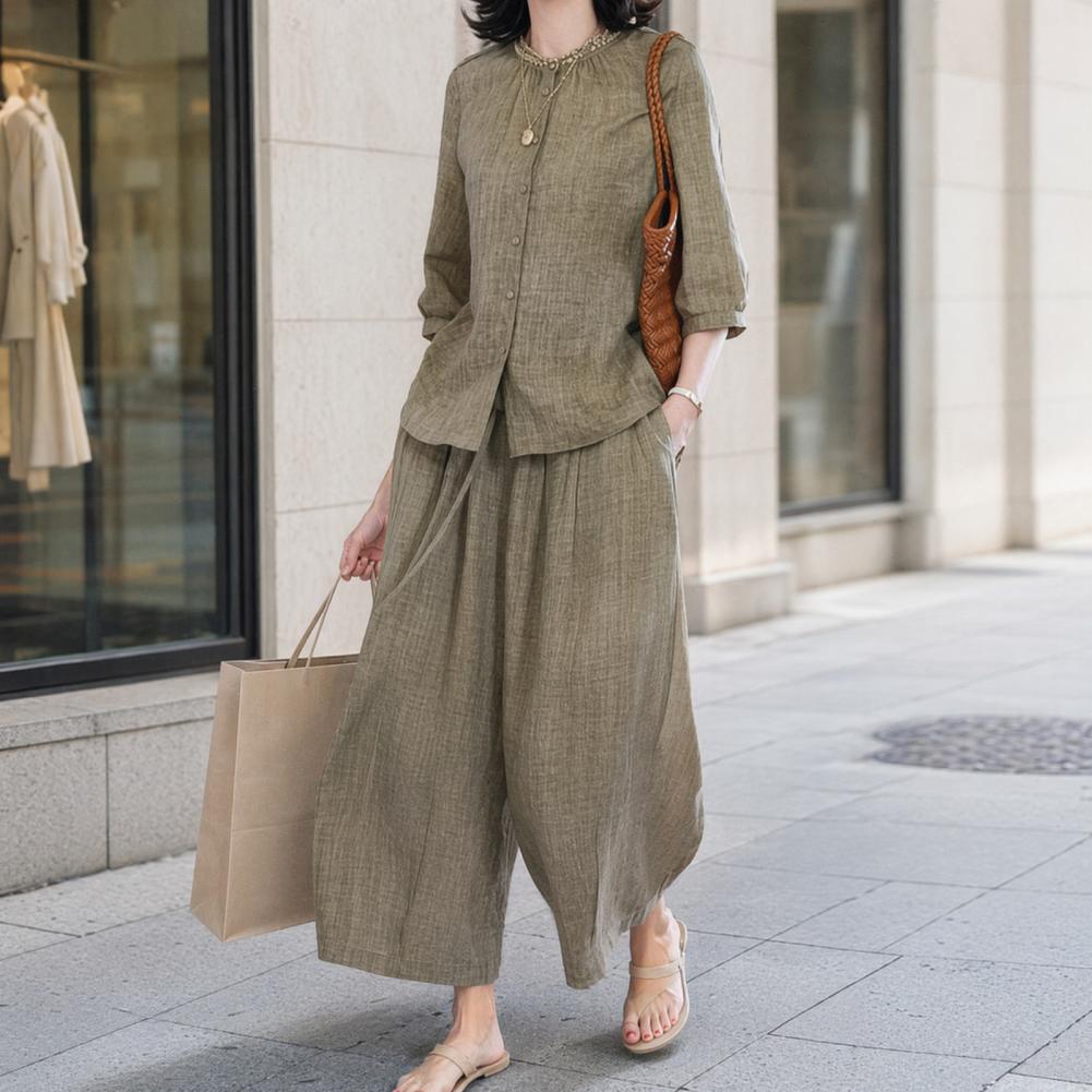 2026 플러스 사이즈 캐주얼 수트 여성용 2피스 면마 - Linen Pant Wide 리뷰 및 가격