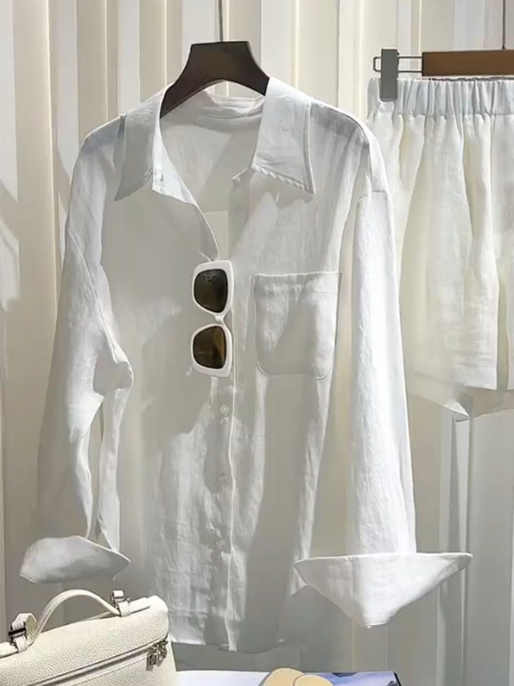 여름 여성 린넨 셔츠 세트 루즈핏 와이드 레그 반바지  - Linen Pant Wide 리뷰 및 가격