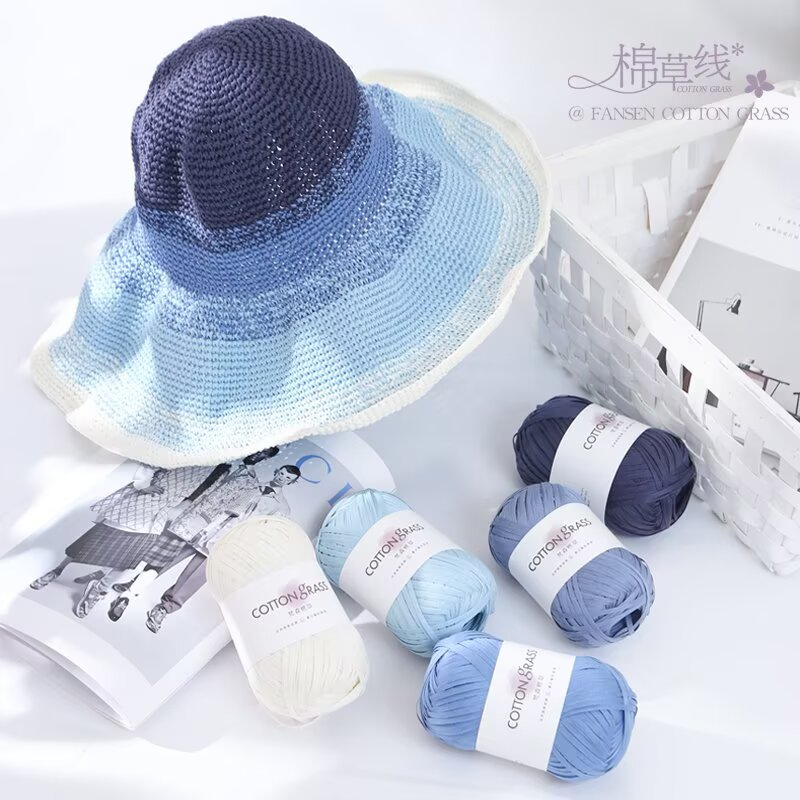 50g 코튼 그래스 얀 라피아 스타일 크로셰 얀 여름  - Crochet Bag Raffia 리뷰 및 가격