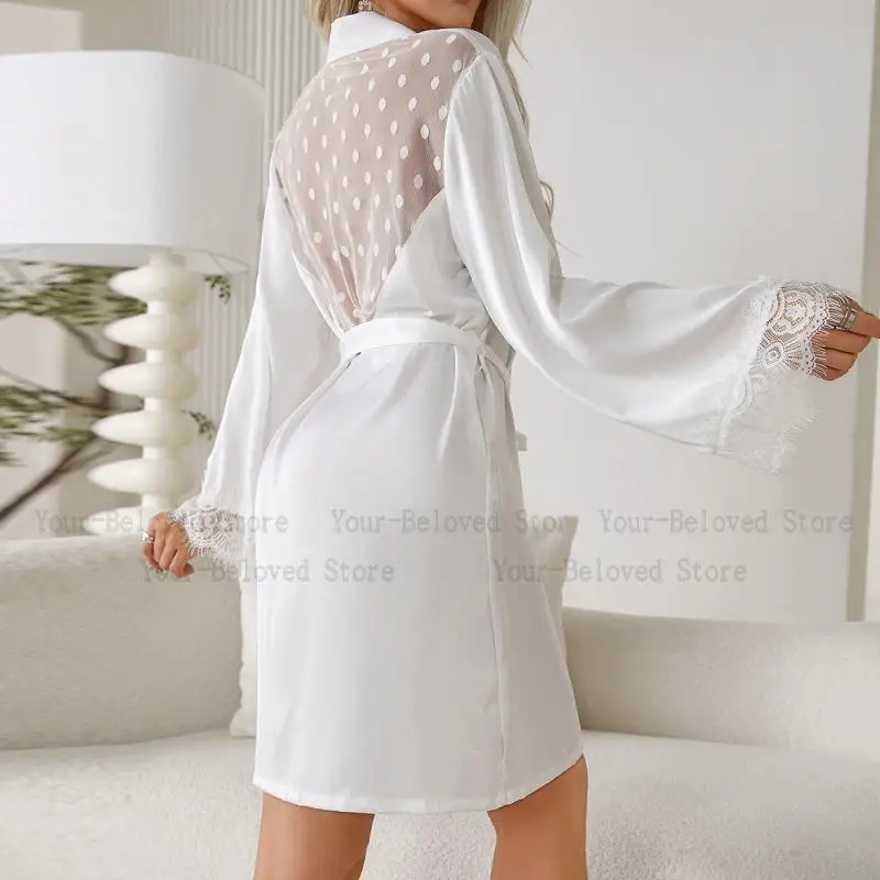 짧은 기모노 블랙 쉬어 메쉬 가운 긴 소매 친밀한 란제 - Kimono Sheer Floral 리뷰 및 가격