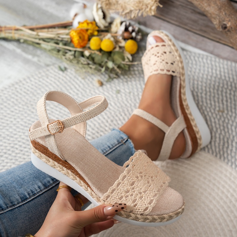 여성 레이스 웨지 샌들 에스파드리유 플랫폼 피프토 앵클 - Wedge Espadrille Women 리뷰 및 가격