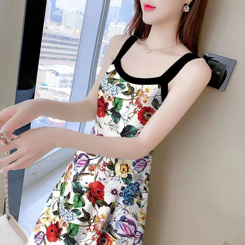 여성용 꽃 프린트 스위트 스트랩 민소매 비치 미디 원피 - Midi Skirt Floral 리뷰 및 가격