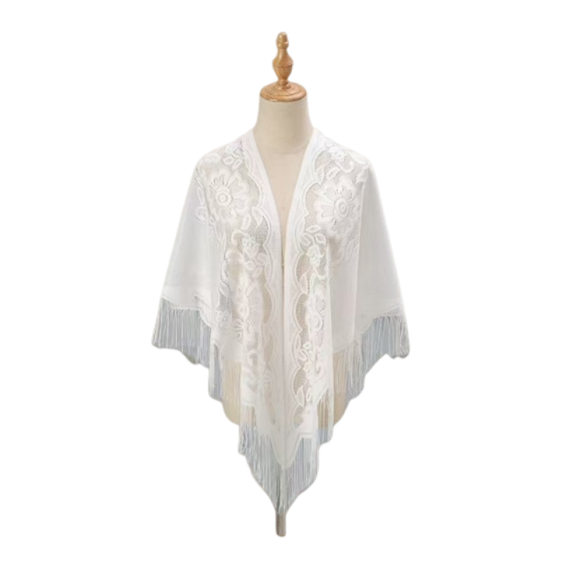 플로럴 레이스 숄 랩 여성 자수 스카프 프린지 시스루  - Kimono Sheer Floral 리뷰 및 가격