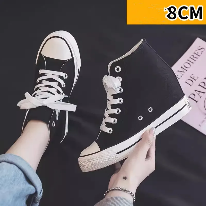 여성용 8cm 플랫폼 캔버스 슈즈, 히든 힐, 하이탑  - Wedge Espadrille Women 리뷰 및 가격