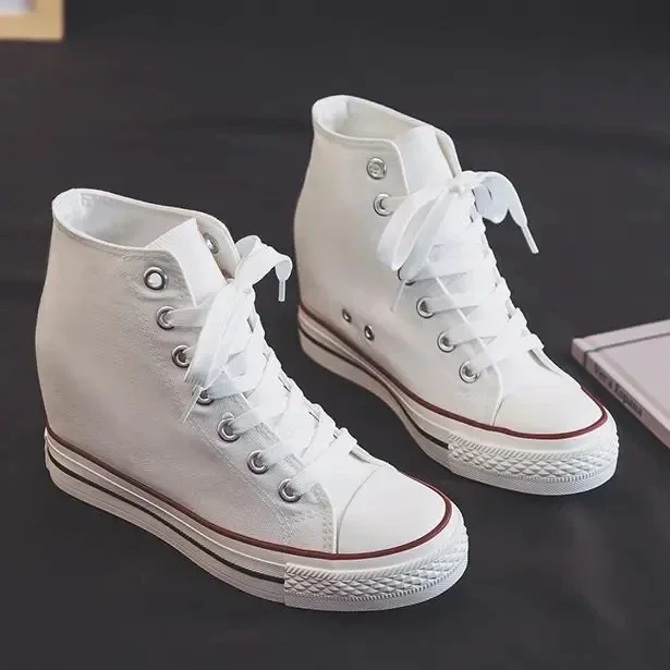 여성용 8cm 플랫폼 캔버스 슈즈, 히든 힐, 하이탑  - Wedge Espadrille Women 리뷰 및 가격