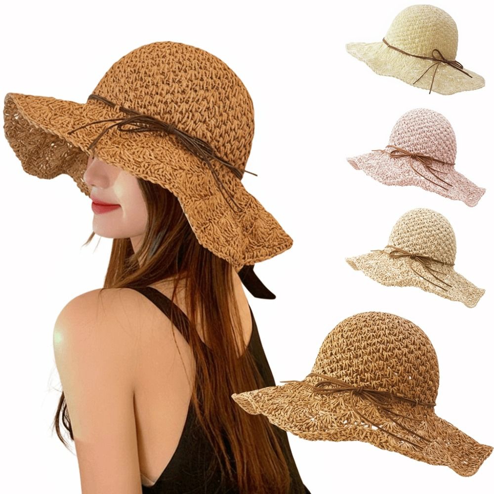 손으로 짠 크로셰 밀짚모자 넓은 챙 접이식 파나마햇 자 - Hat Floppy Wide 리뷰 및 가격