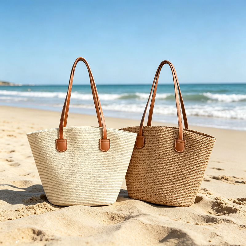 CLAREGQI 여성용 솔리드 컬러 밀짚 토트백, PU - Tote Bag Beach 리뷰 및 가격