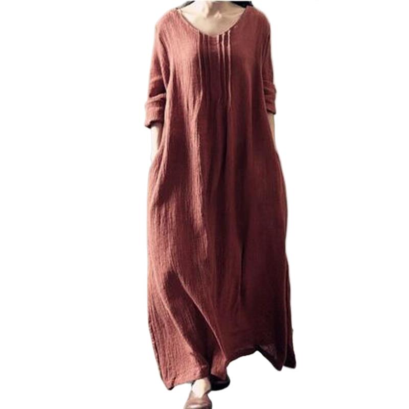 코튼 린넨 빈티지 풀 원피스 캐주얼 루즈 롱 맥시 O- - Linen Dress Wrap 리뷰 및 가격