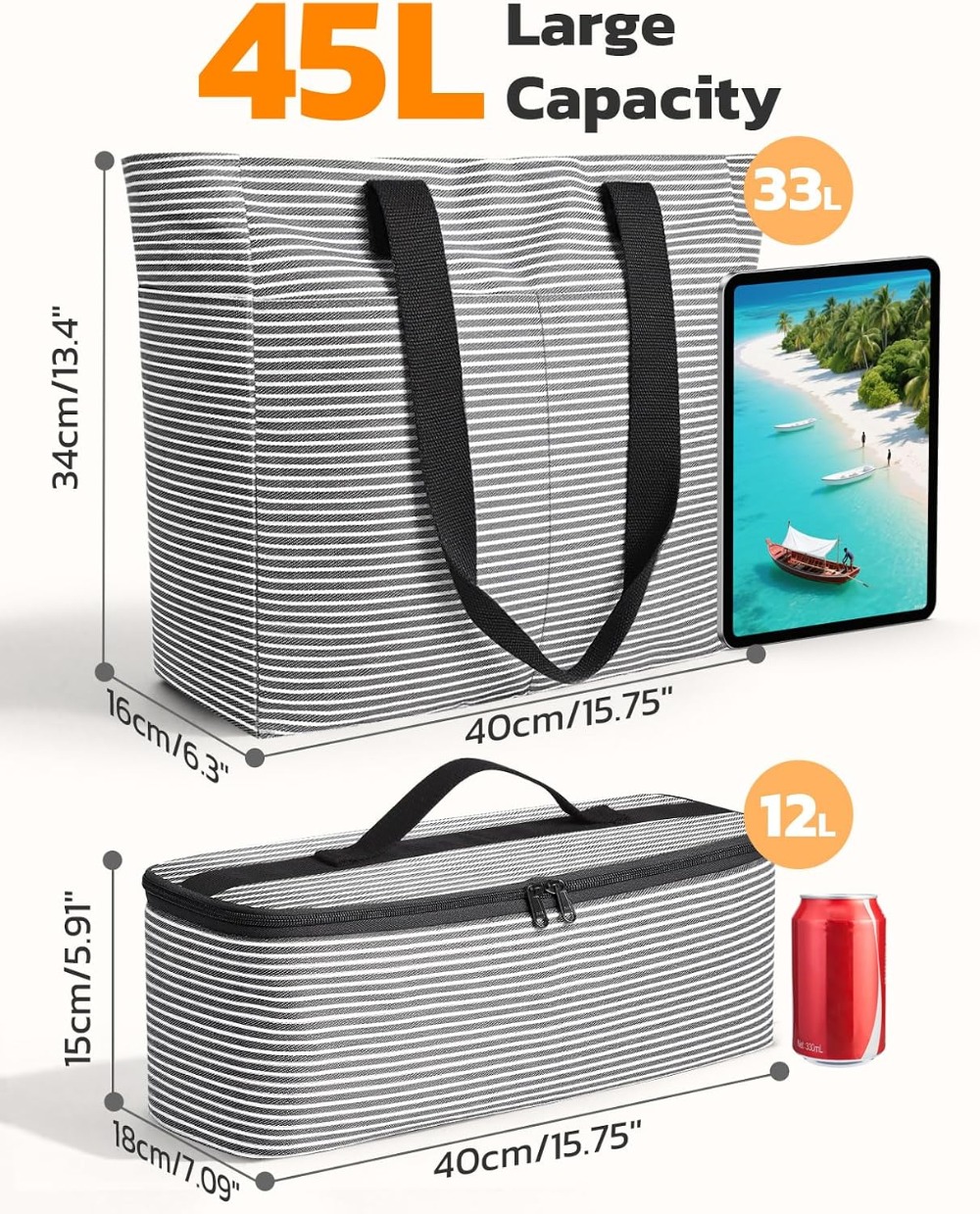 45L 방수 비치백 및 쿨러 세트, XXL 사이즈 접이 - Tote Bag Beach 리뷰 및 가격