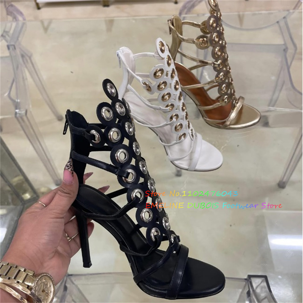 골드 메탈 원형 장식 하이힐 샌들 여성 섹시 오픈토 스 - Sandal Strappy Heeled 리뷰 및 가격