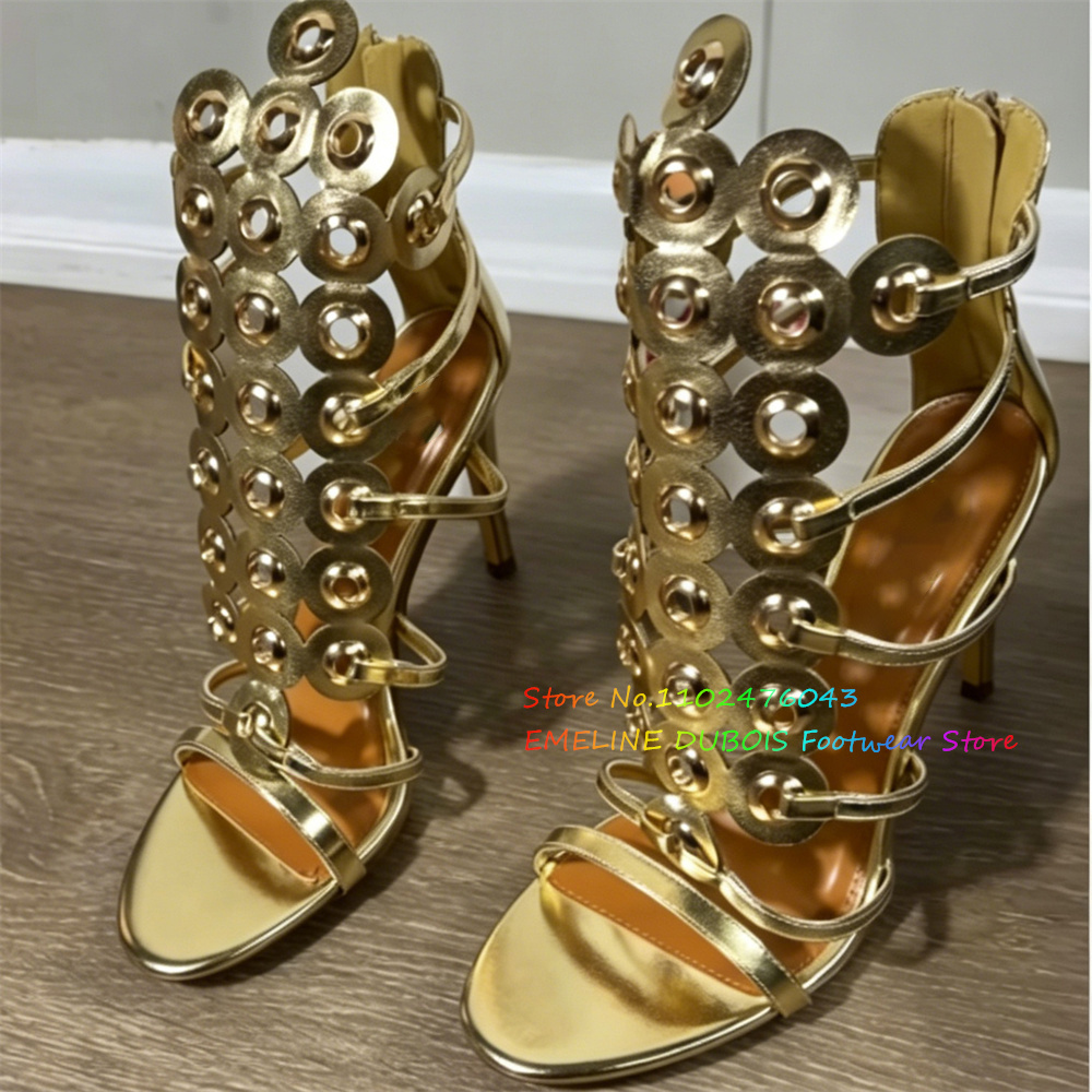 골드 메탈 원형 장식 하이힐 샌들 여성 섹시 오픈토 스 - Sandal Strappy Heeled 리뷰 및 가격