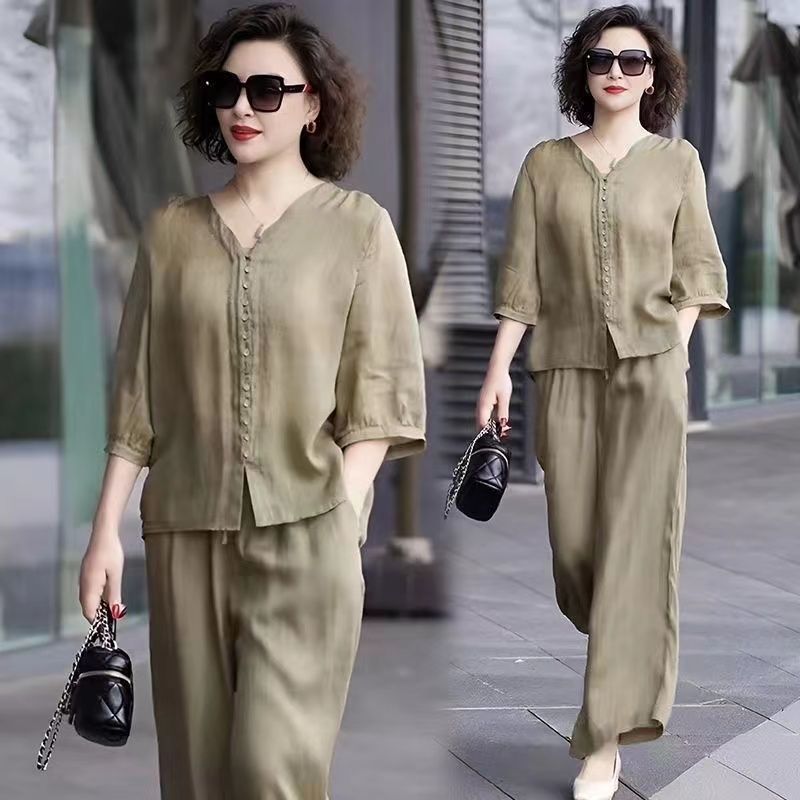 코튼 린넨 여성 투피스 세트, 루즈하고 편안한 탑 칼라 - Linen Pant Wide 리뷰 및 가격