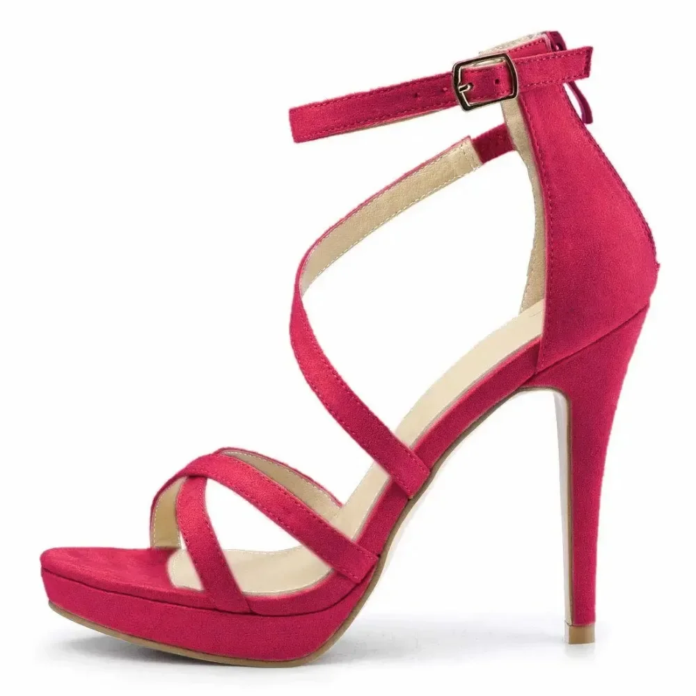 여성 샌들 여름 섹시 펌프스 11cm 벨벳 오픈토 앵클 - Sandal Strappy Heeled 리뷰 및 가격