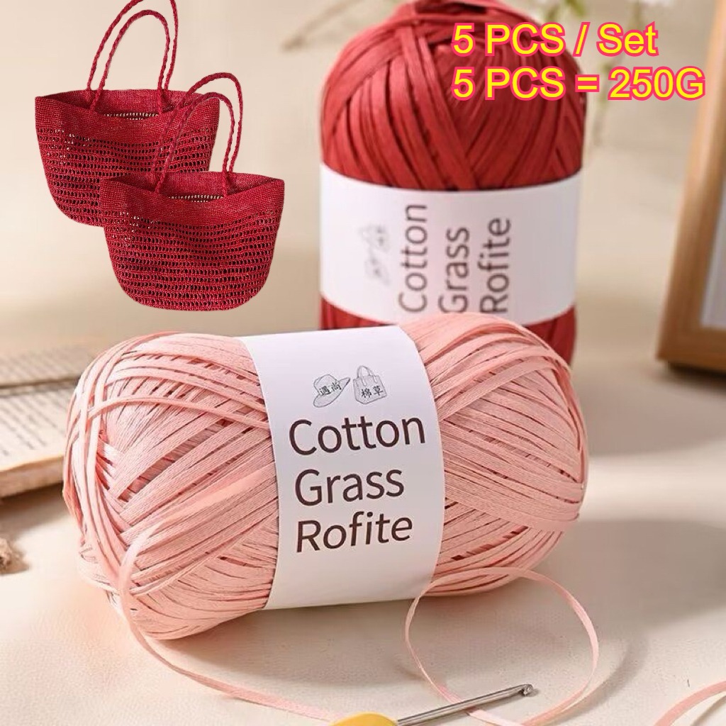 5개입 250g 라피아 종이 로프 니트 실, 손뜨개 여 - Crochet Bag Raffia 리뷰 및 가격