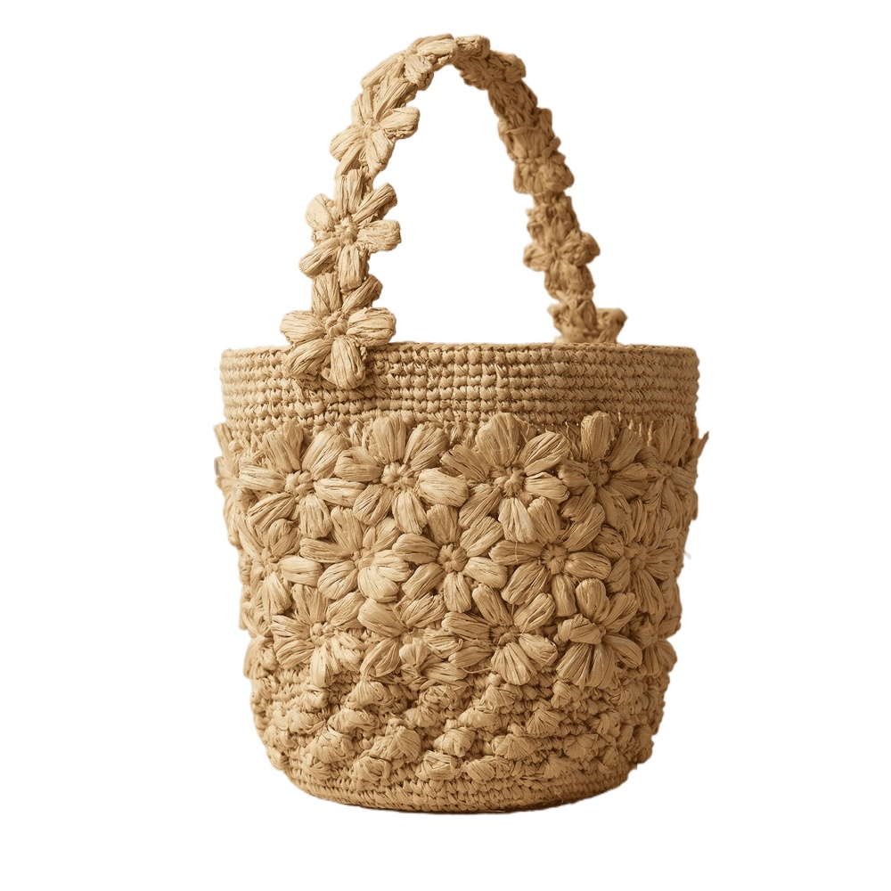 여성 여름 라피아 바구니 가방 수제 크로셰 꽃 장식 밀 - Crochet Bag Raffia 리뷰 및 가격