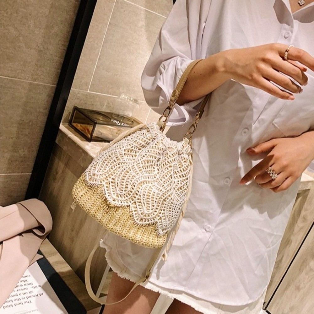 휴대용 레이스 밀짚 숄더백 보헤미안 플라워 위브 토트백 - Tote Bag Beach 리뷰 및 가격