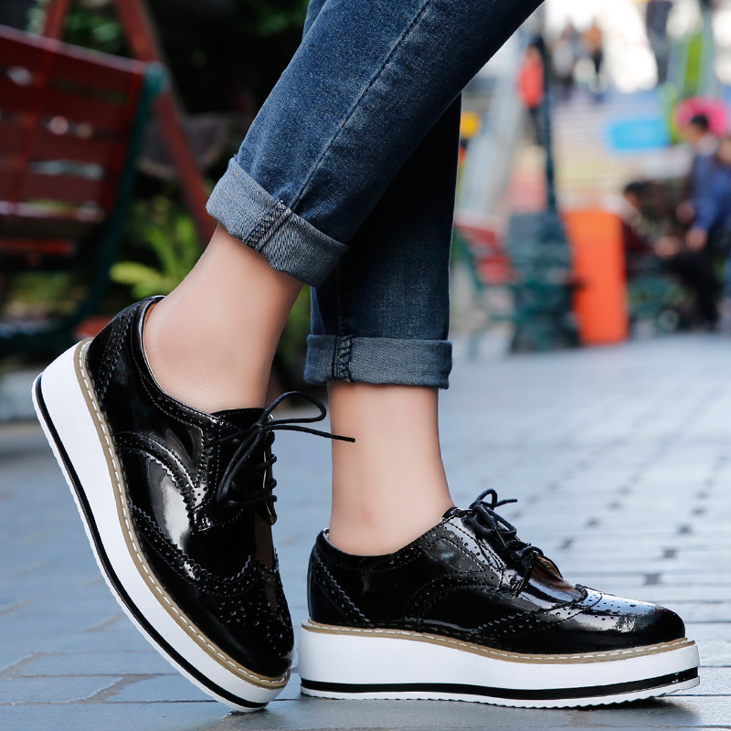 로퍼 가죽 두꺼운 하이힐 옥스포드 레이스 업 슈즈 여성 - Wedge Espadrille Women 리뷰 및 가격